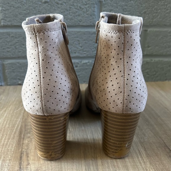 Taupe Peep/Open Toe Booties - Picture 4 of 6